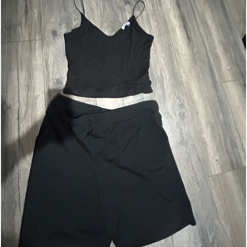 Black cropped tank and shorts brand new never worn